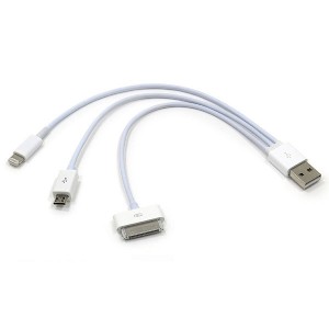 iPhone5対応 4in1マルチUSB充電ケーブル 20cm(ホワイト)（CF-MC41020）